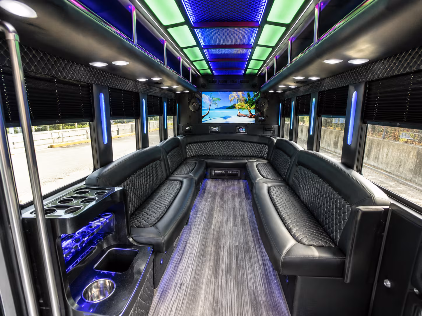 euless 18 passenger party bus inside