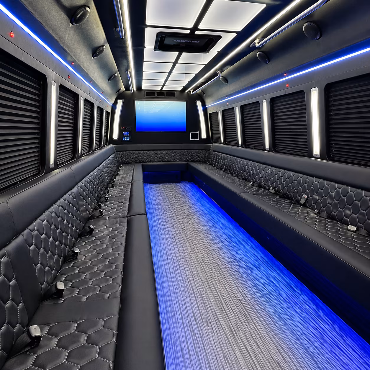 euless 50 passenger party bus inside